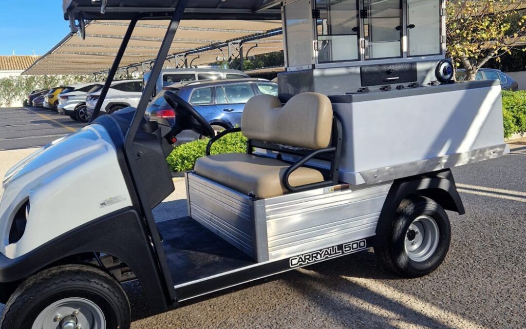 El Carryall 500 con el implemento The Café, el buggy bar más moderno de Club Car, ya rueda por el Real Club Valderrama