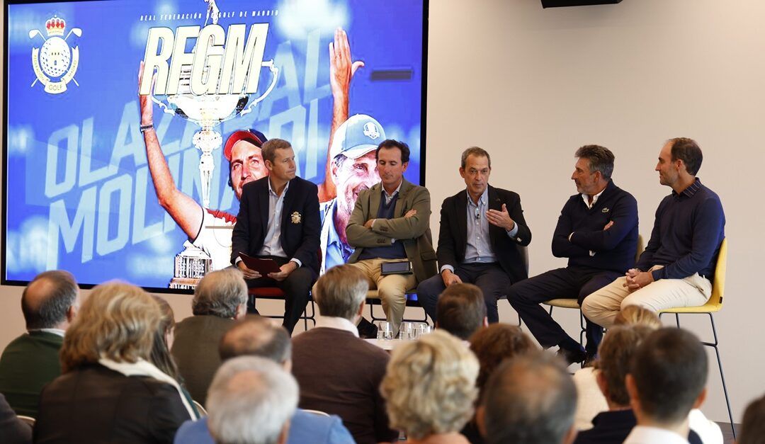 Olazábal y Molinari protagonizan un emocionante coloquio acerca de la Ryder Cup organizado por la Real Federación de Golf de Madrid
