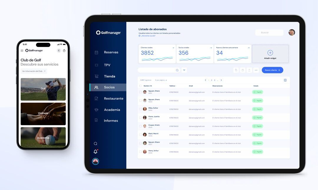 Golfmanager inicia el año presentando un nuevo módulo de reservas visuales con mapa y un nuevo asistente para emails con IA