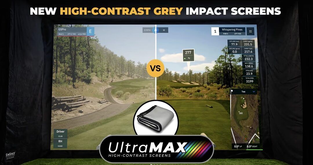 SimSpace lanza la pantalla de simulador de golf UltraMAX ofreciendo una calidad de imagen significativamente más nítida que las tradicionales