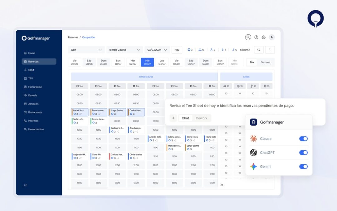 Golfmanager lanza su conexión nativa MCP con ChatGPT, Claude y Gemini para operar el software desde asistentes de inteligencia artificial